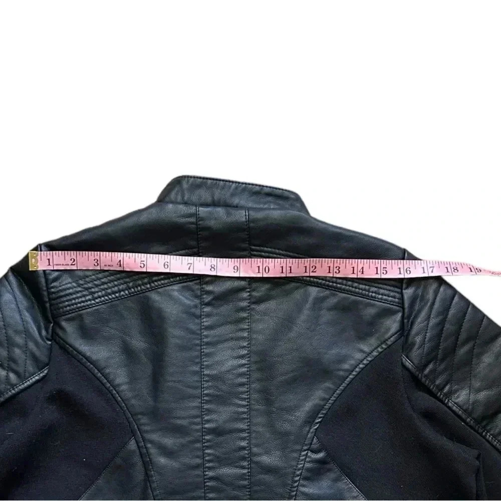 LANE BRYANT Black Faux Leather Moto Jacket Asymmetric Zip w/ Pockets 14/16 - Picture 7 of 9